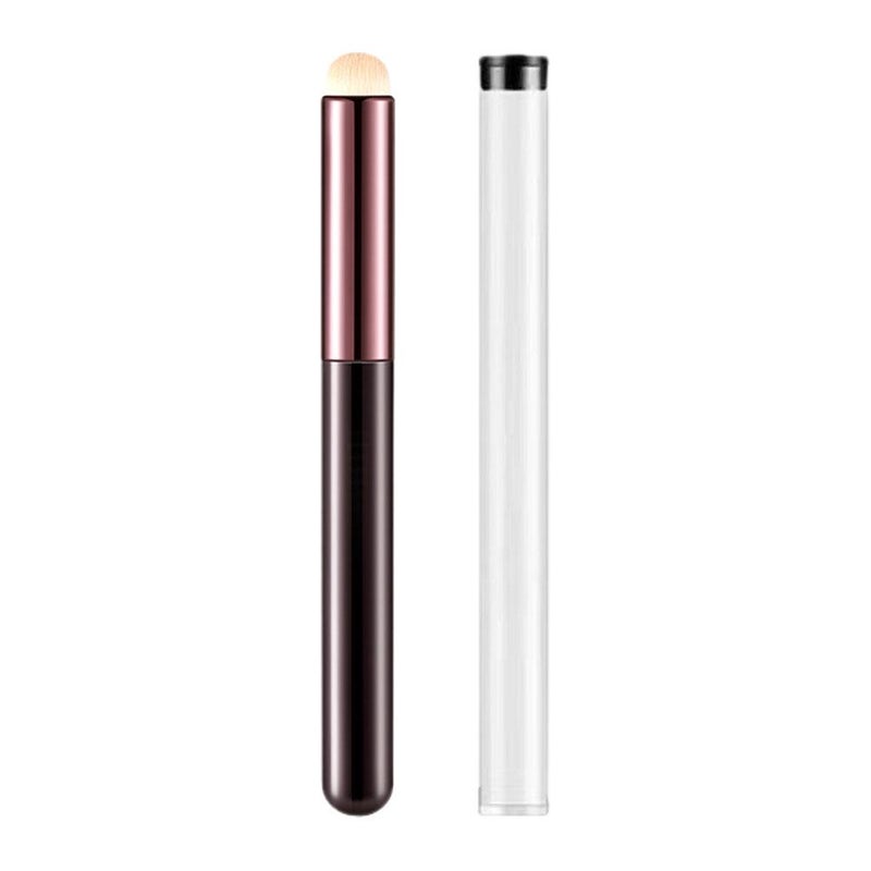 Round-tipped lip brush + storage bucket. Portable lip brush for blending, concealing, and applying lip products. Professional lip brush for makeup artists.